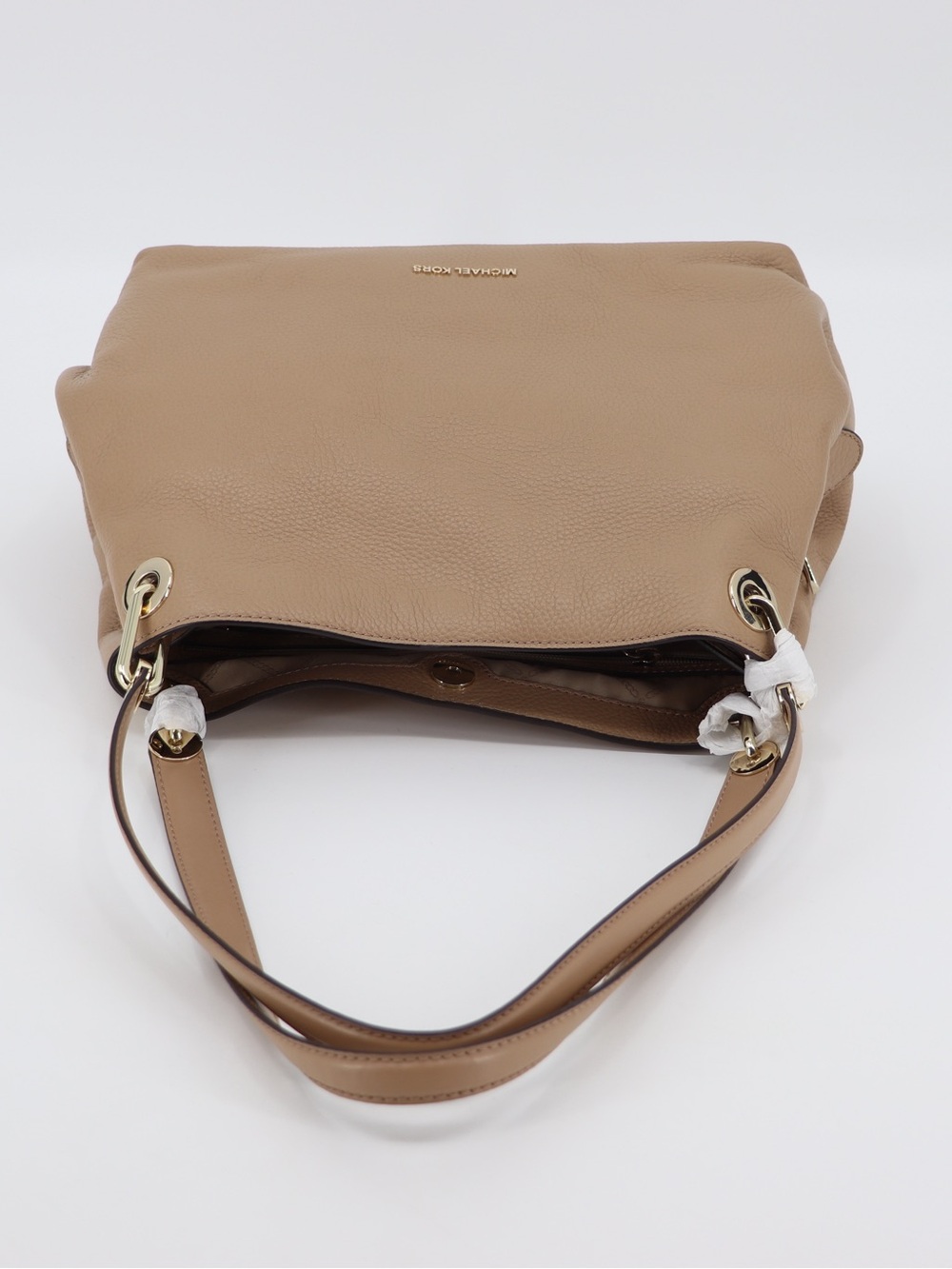 Brand New Michael t Raven Pebbled Leather Large Shoulder Bag Camel - Picture 11 of 16